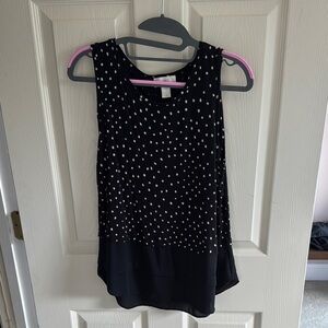 LOFT Black and White Polka Dot Tank Top